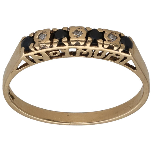 9ct Gold Sapphire & 0.015ct Diamond Half Eternity Ring Size N