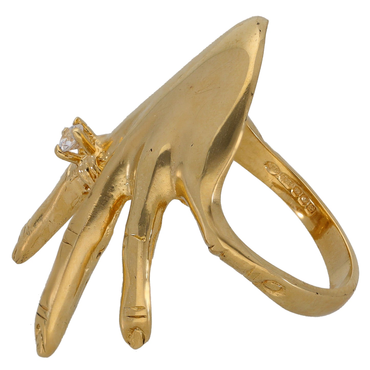 9ct Gold Cubic Zirconia Hand Ring Size Q