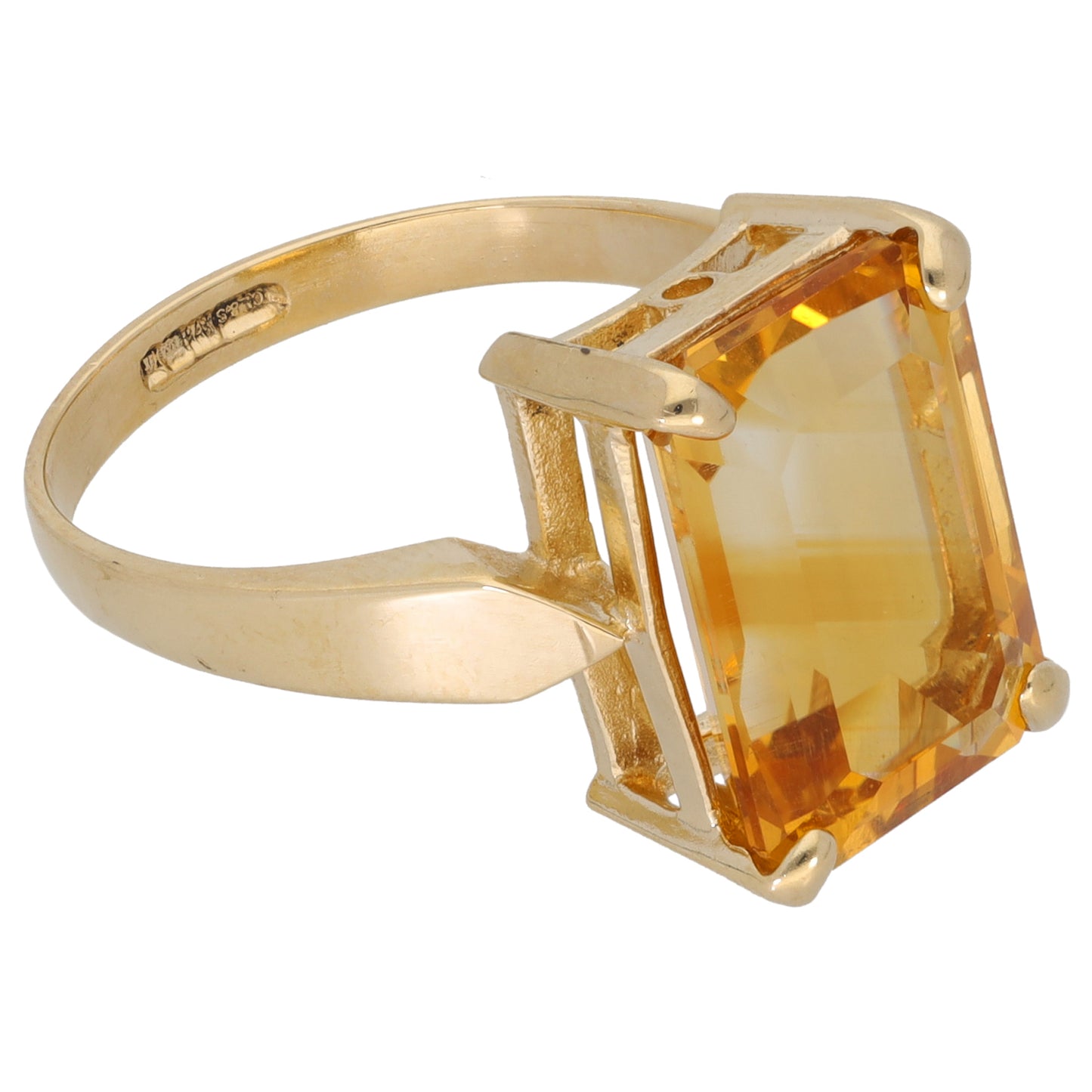 9ct Gold Citrine Single Stone Ring Size P