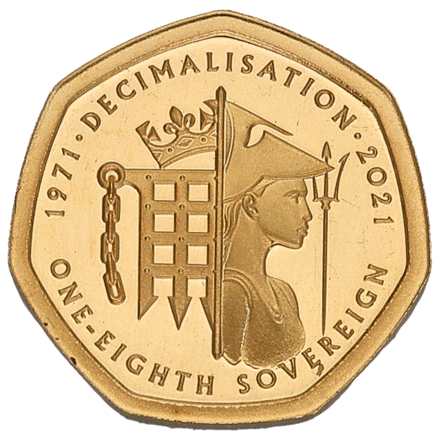 22ct Gold Queen Elizabeth II Decimalisation Eighth Sovereign Coin 2021