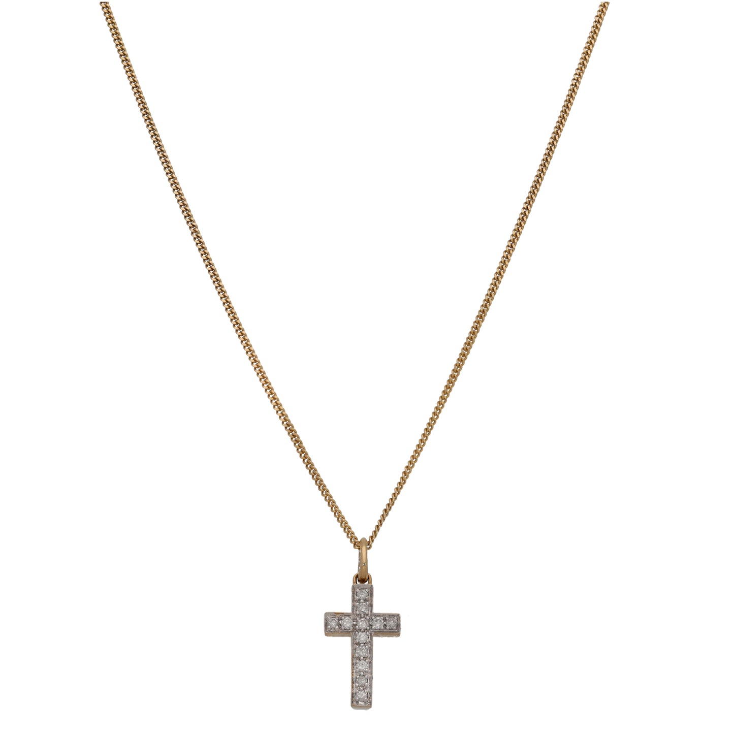 9ct Gold 0.25ct Diamond Cross Pendant With Chain