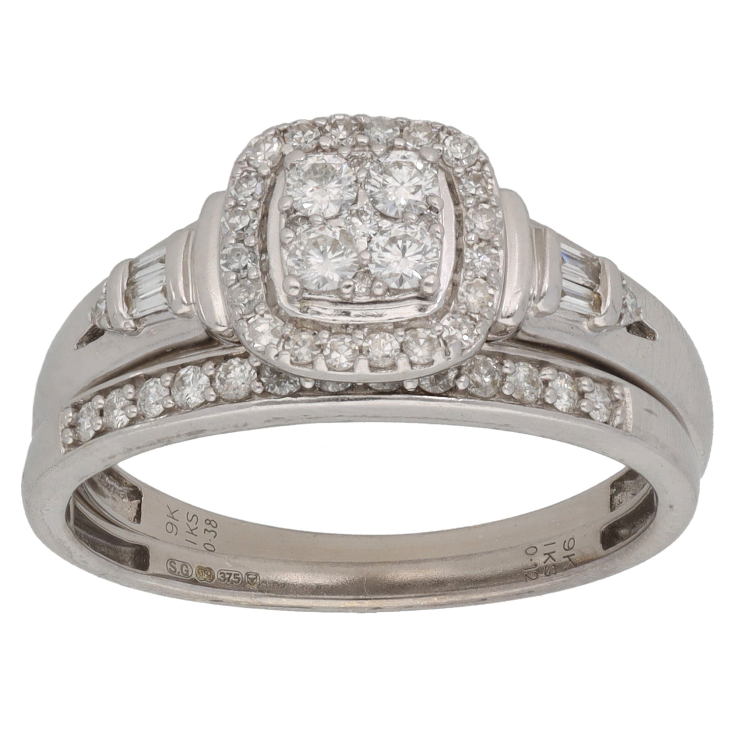 9ct White Gold 0.50ct Diamond Ring Set Size Q