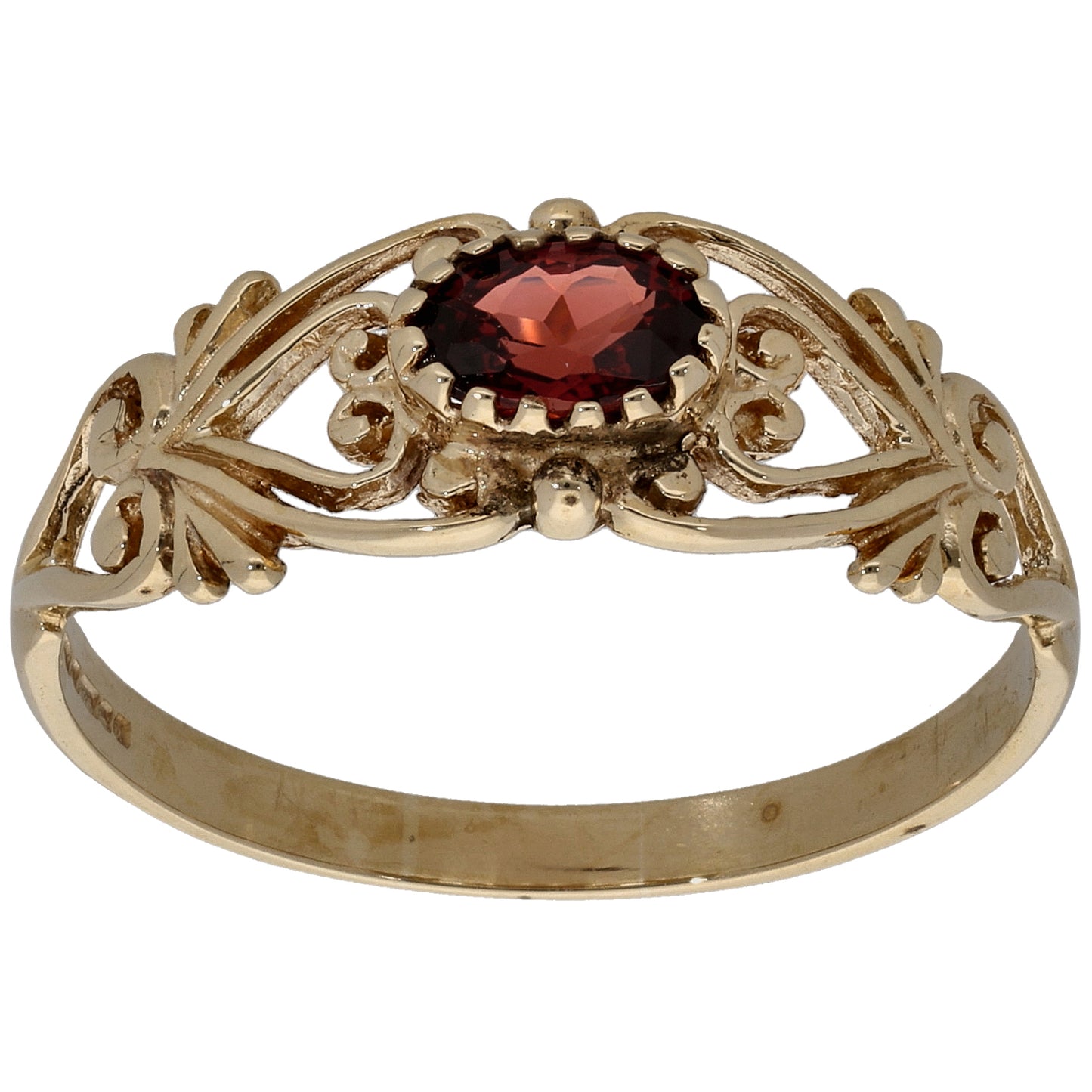 9ct Gold Garnet Single Stone Ring Size U