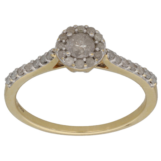 9ct Gold 0.46ct Diamond Halo Ring Size P