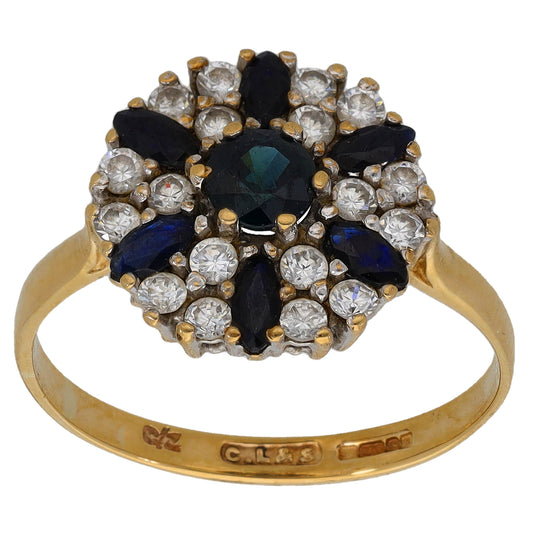 9ct Gold Sapphire & Cubic Zirconia Dress/Cocktail Ring Size Q