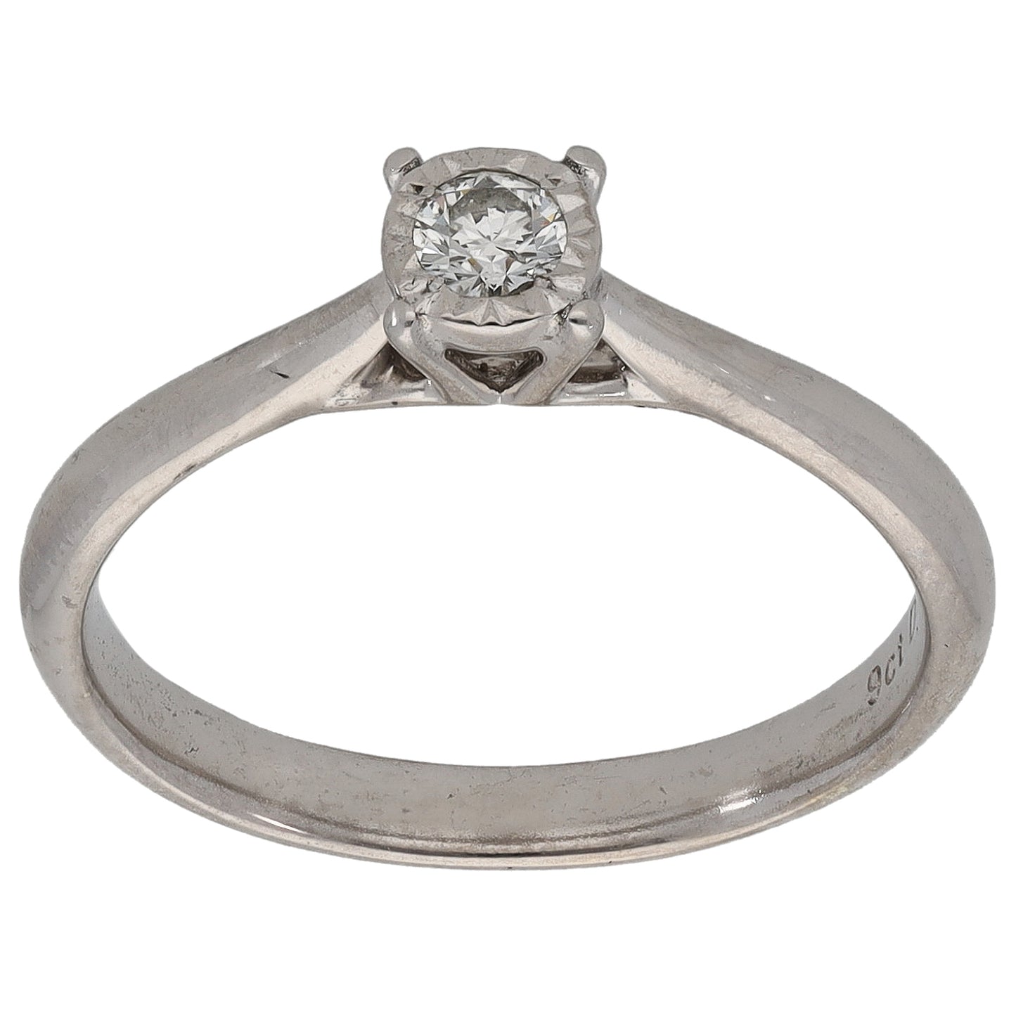 9ct White Gold 0.10ct Diamond Solitaire Ring Size M