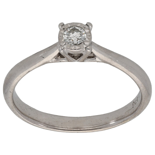 9ct White Gold 0.10ct Diamond Solitaire Ring Size M