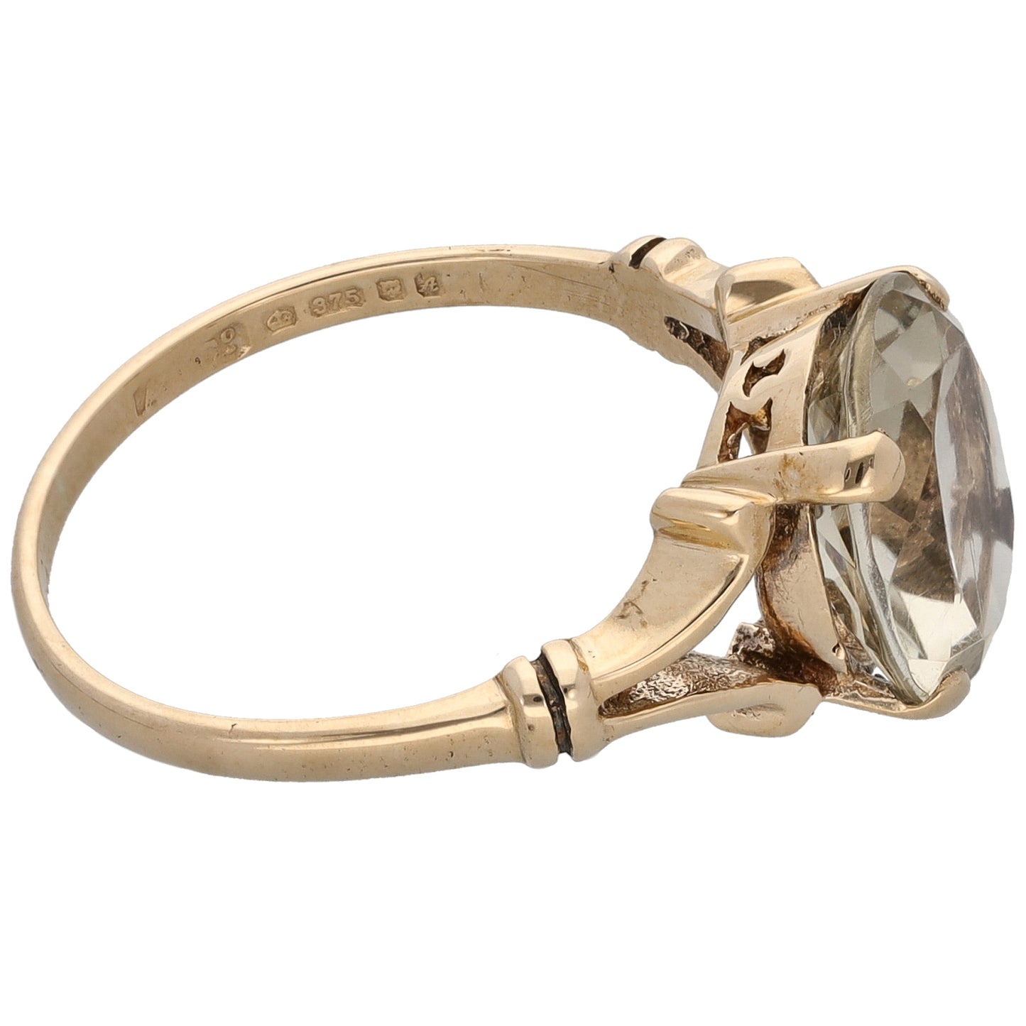 9ct Gold Quartz Single Stone Ring Size Q