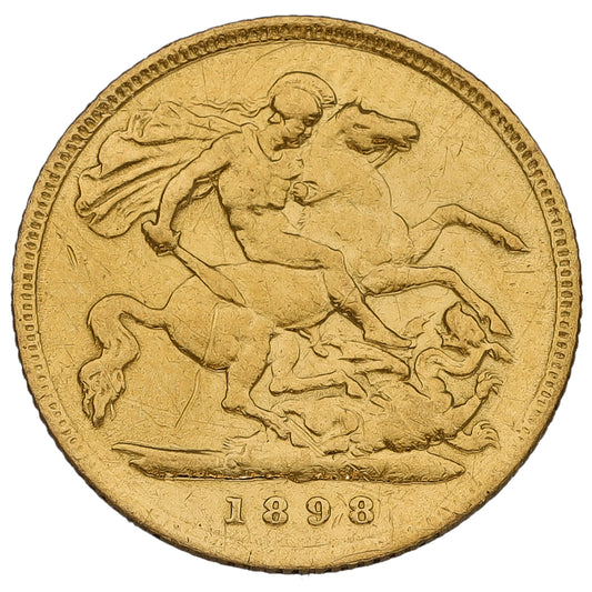 22ct Gold Queen Victoria Half Sovereign Coin 1898