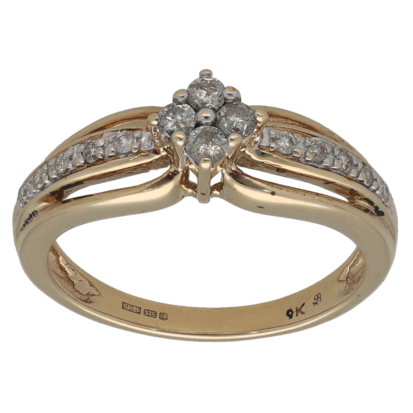 9ct Gold 0.15ct Diamond Dress/Cocktail Ring Size N