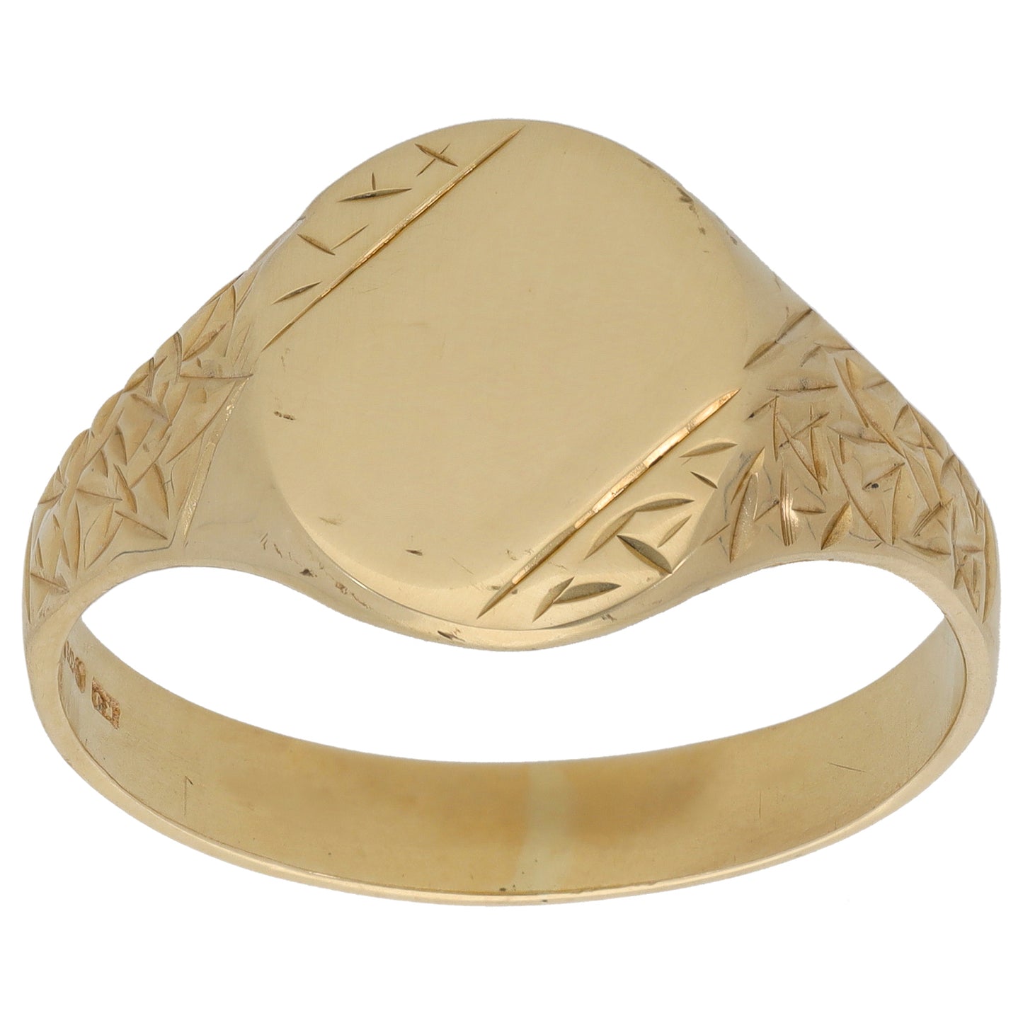 9ct Gold Patterned Signet Ring Size Z