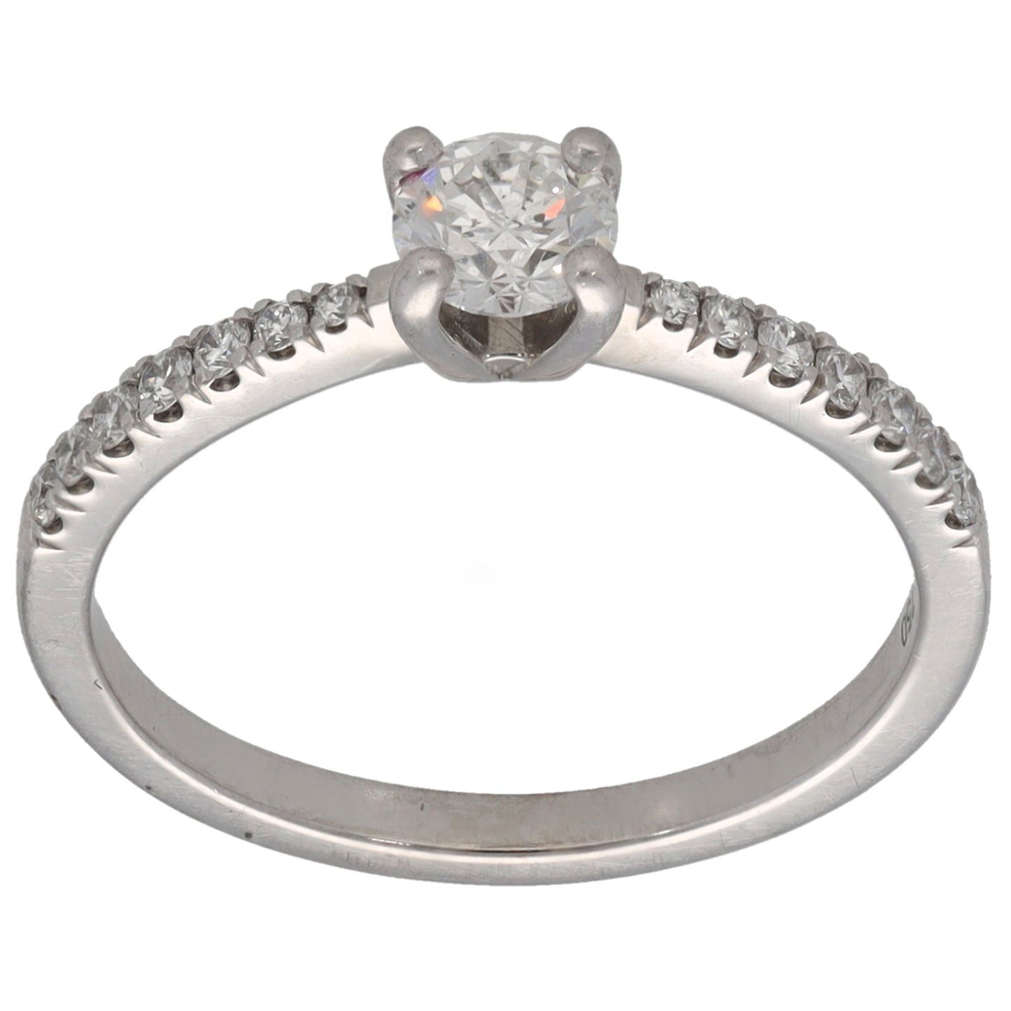 18ct White Gold 0.47ct Diamond Solitaire Ring With Accent Stones Size L