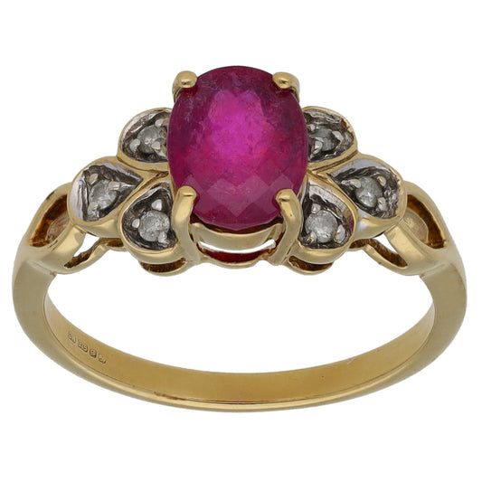 9ct Gold 0.06ct Diamond & Sapphire Dress/Cocktail Ring Size N