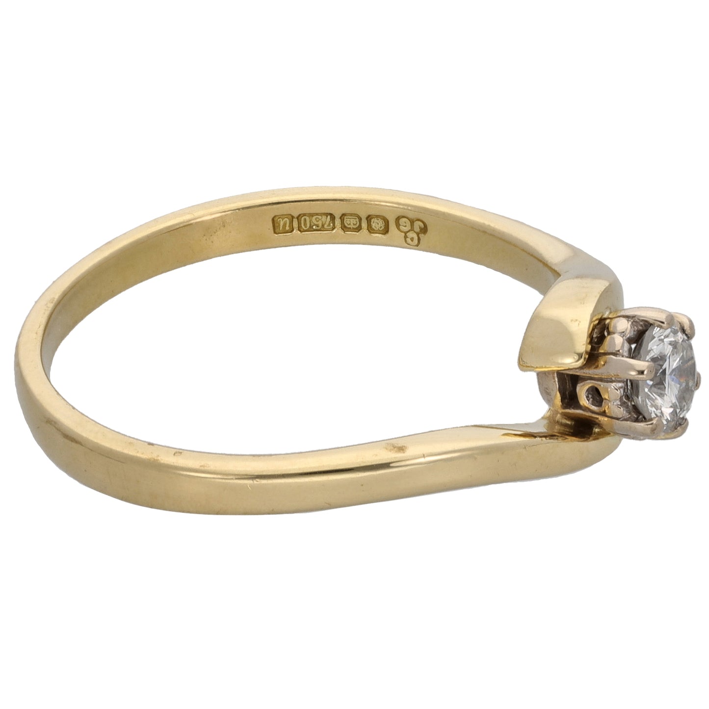 18ct Gold 0.25ct Diamond Solitaire Ring Size P