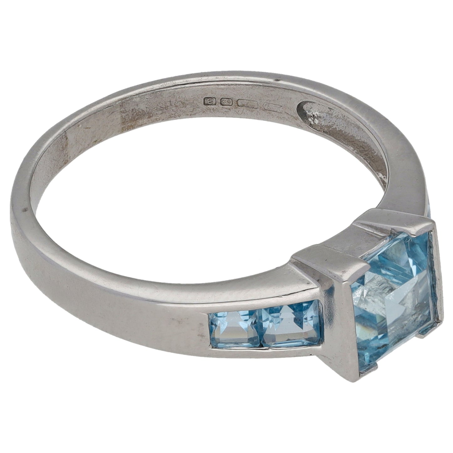 9ct White Gold Topaz Single Stone Ring With Accents Size P