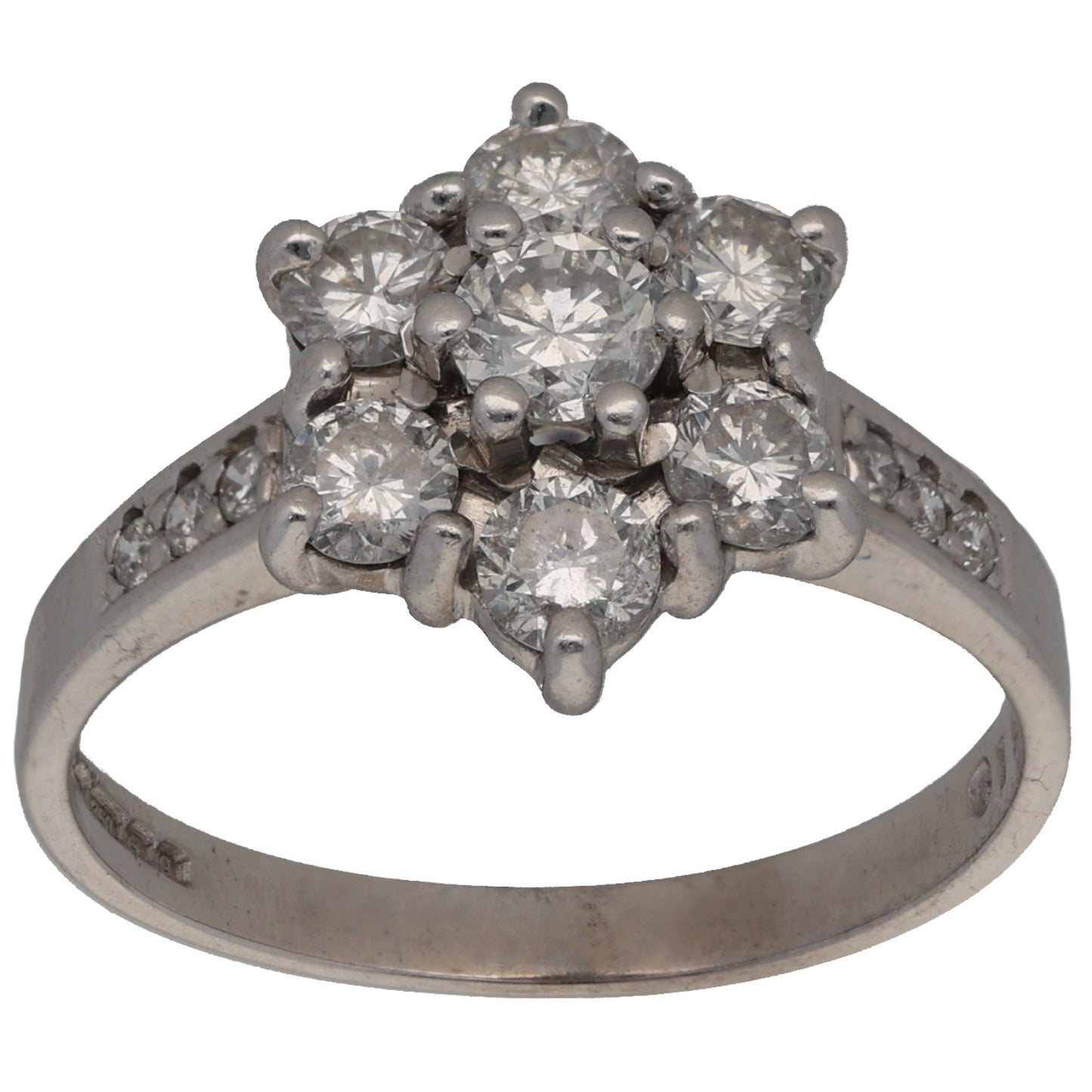 18ct White Gold 1.00ct Diamond Cluster Ring Size L