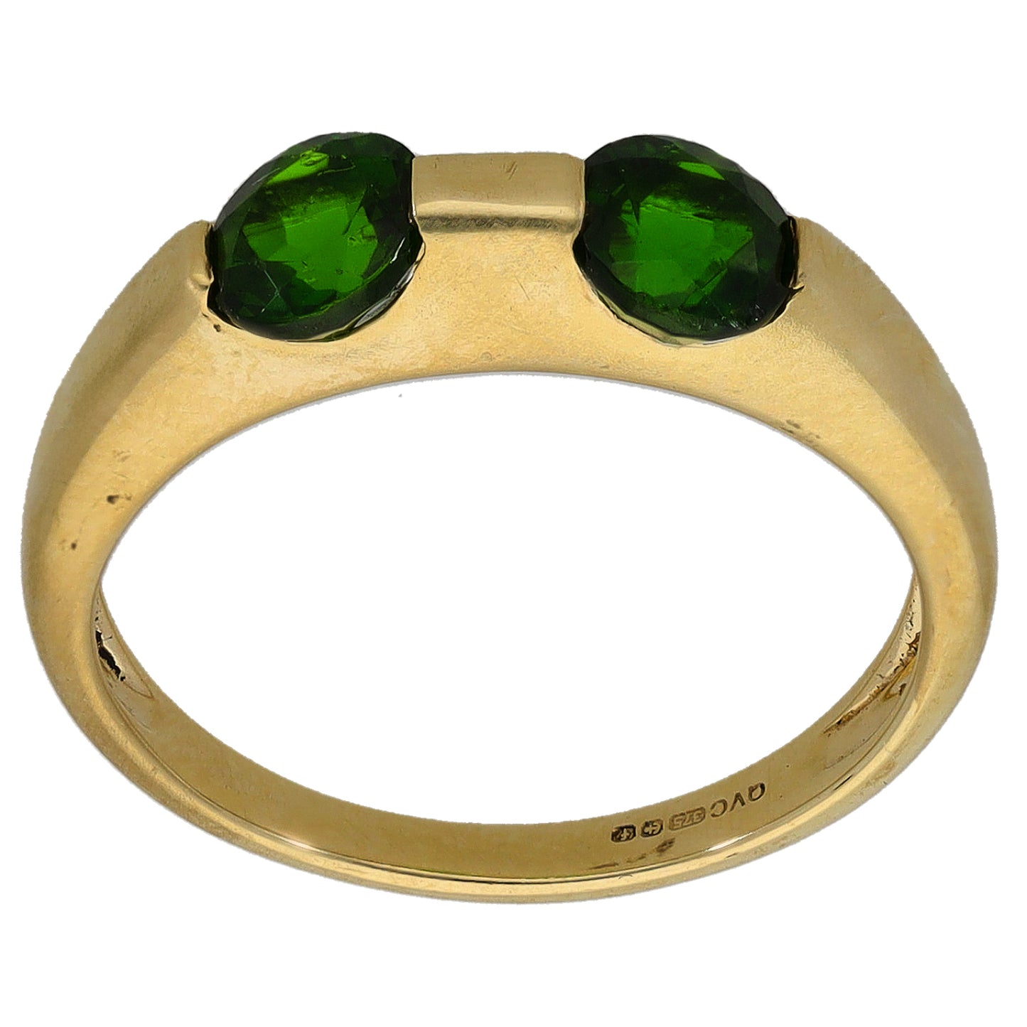9ct Gold Diopside Two Stone Ring Size N