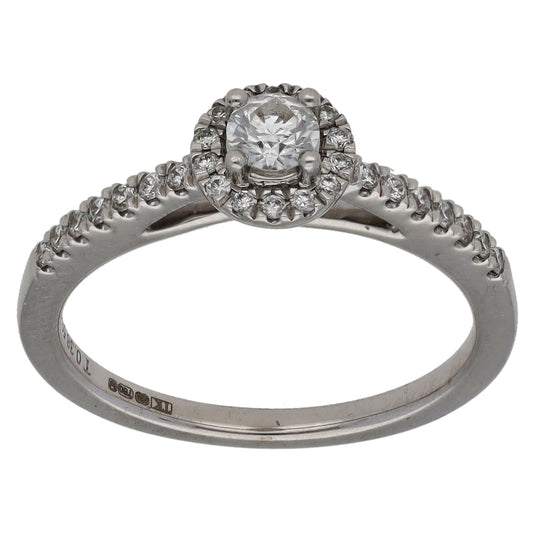 18ct White Gold 0.47ct Diamond Halo Ring Size N