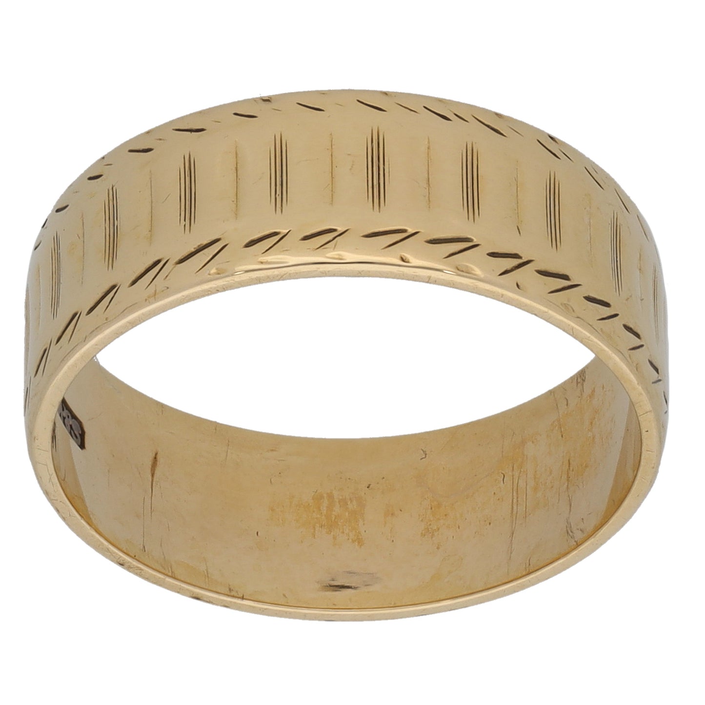 9ct Gold Patterned Wedding Ring Size N