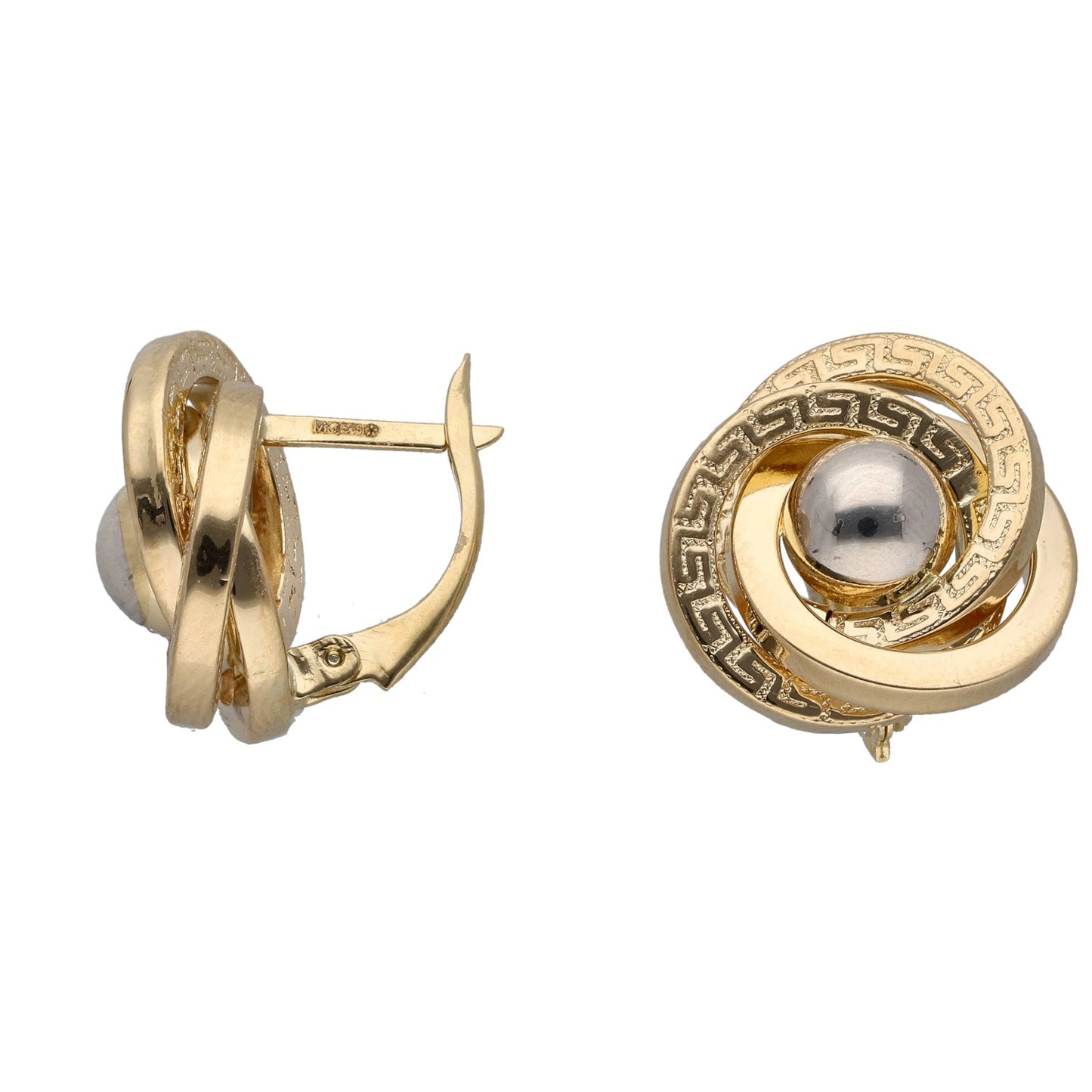 14ct Bi-Colour Gold Spiral Stud Earrings