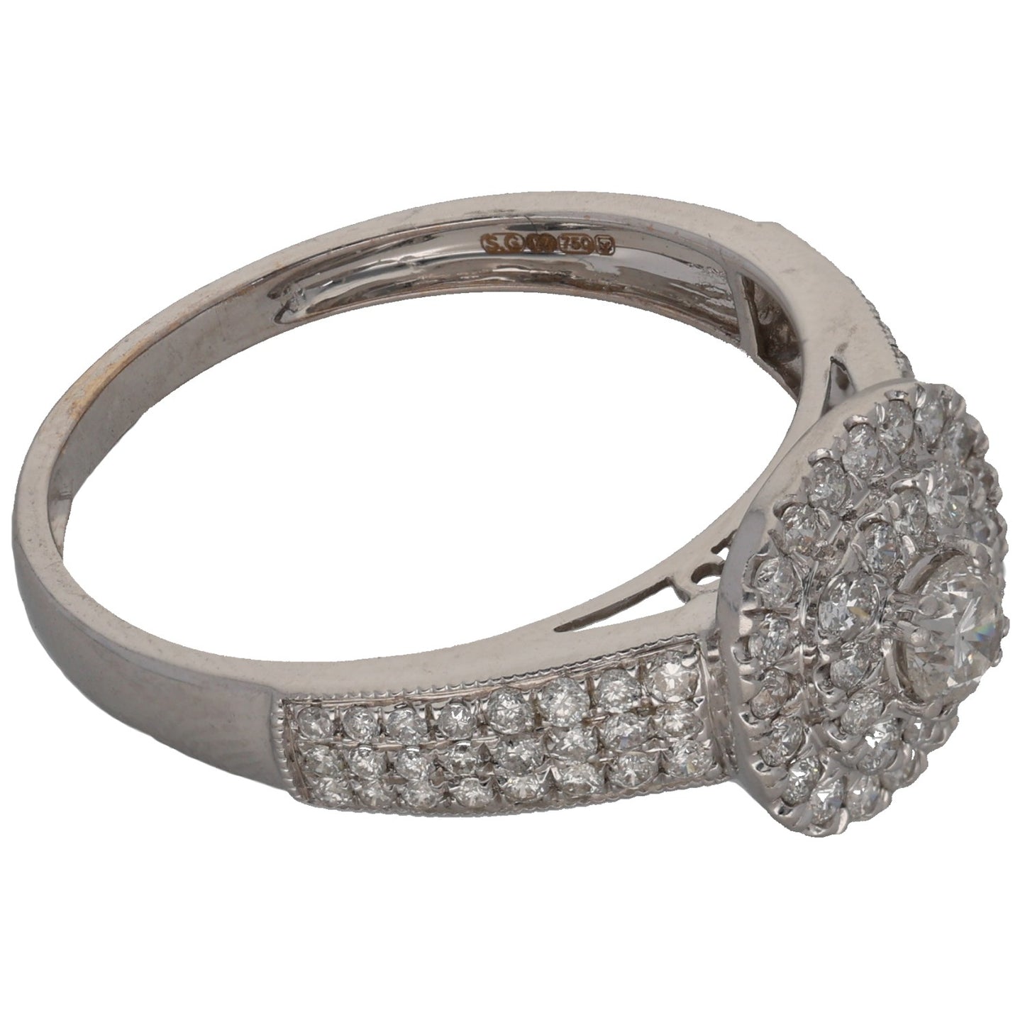 18ct White Gold 0.84ct Diamond Cluster Ring Size R