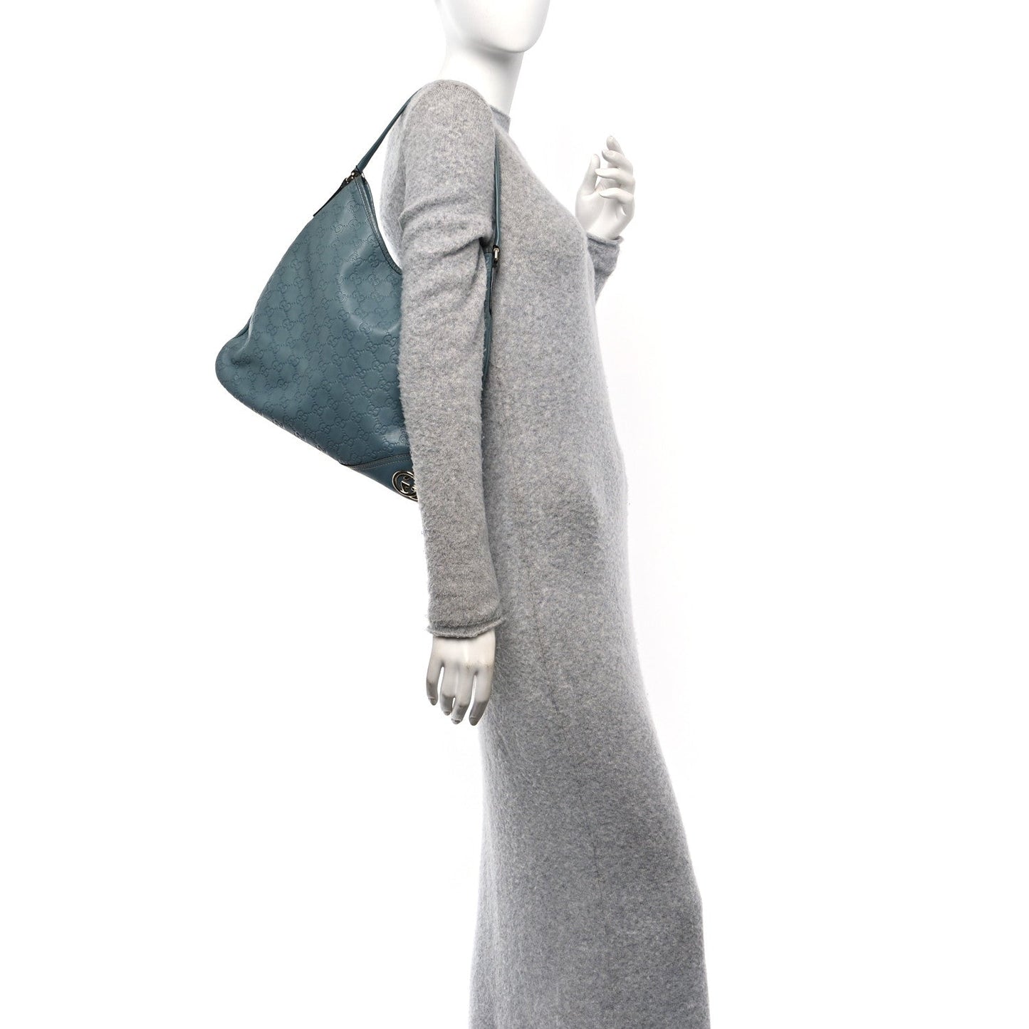 Gucci New Britt Hobo Guccissima Leather Bag - Blue