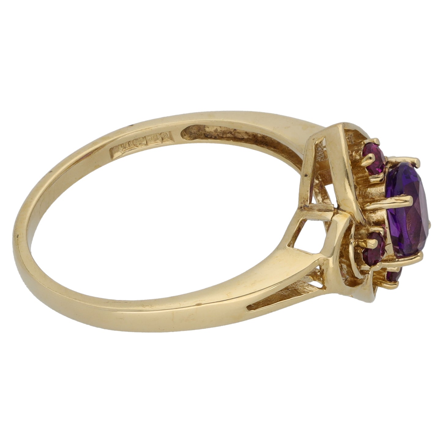 9ct Gold Amethyst & Garnet Dress/Cocktail Ring Size S