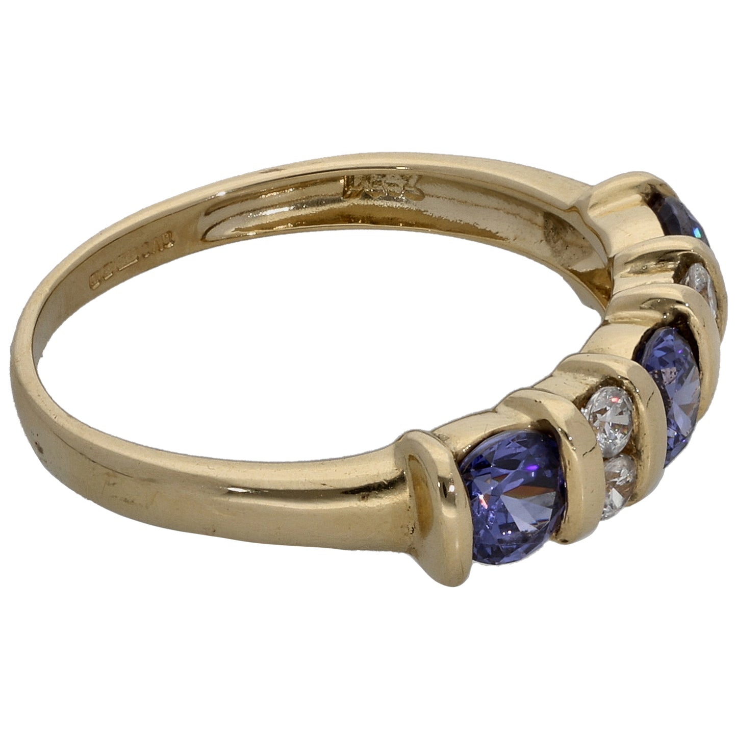 14ct Gold Cubic Zirconia Half Eternity Ring Size L