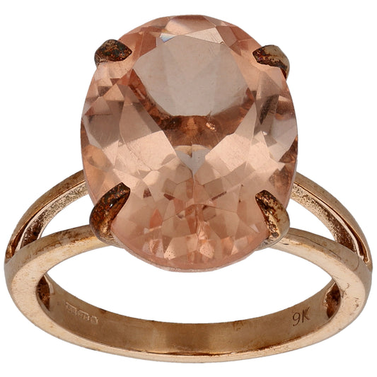9ct Gold Quartz Single Stone Ring Size O