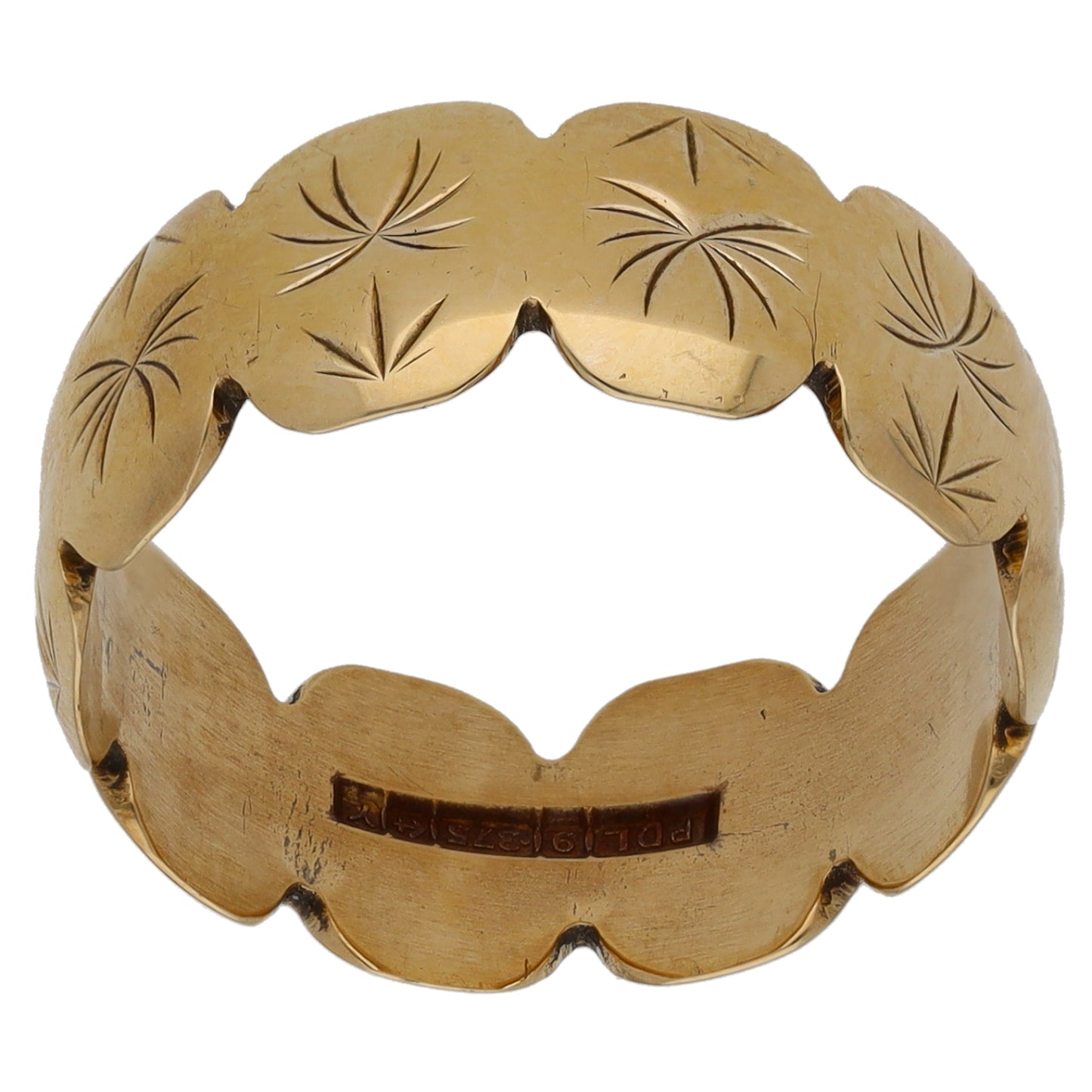9ct Gold Patterned Wedding Ring Size N