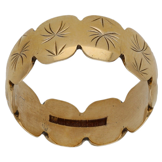 9ct Gold Patterned Wedding Ring Size N