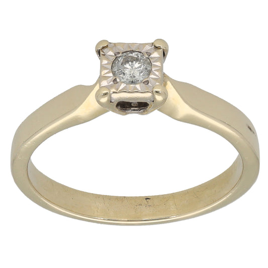 9ct Gold 0.10ct Diamond Solitaire Ring Size K