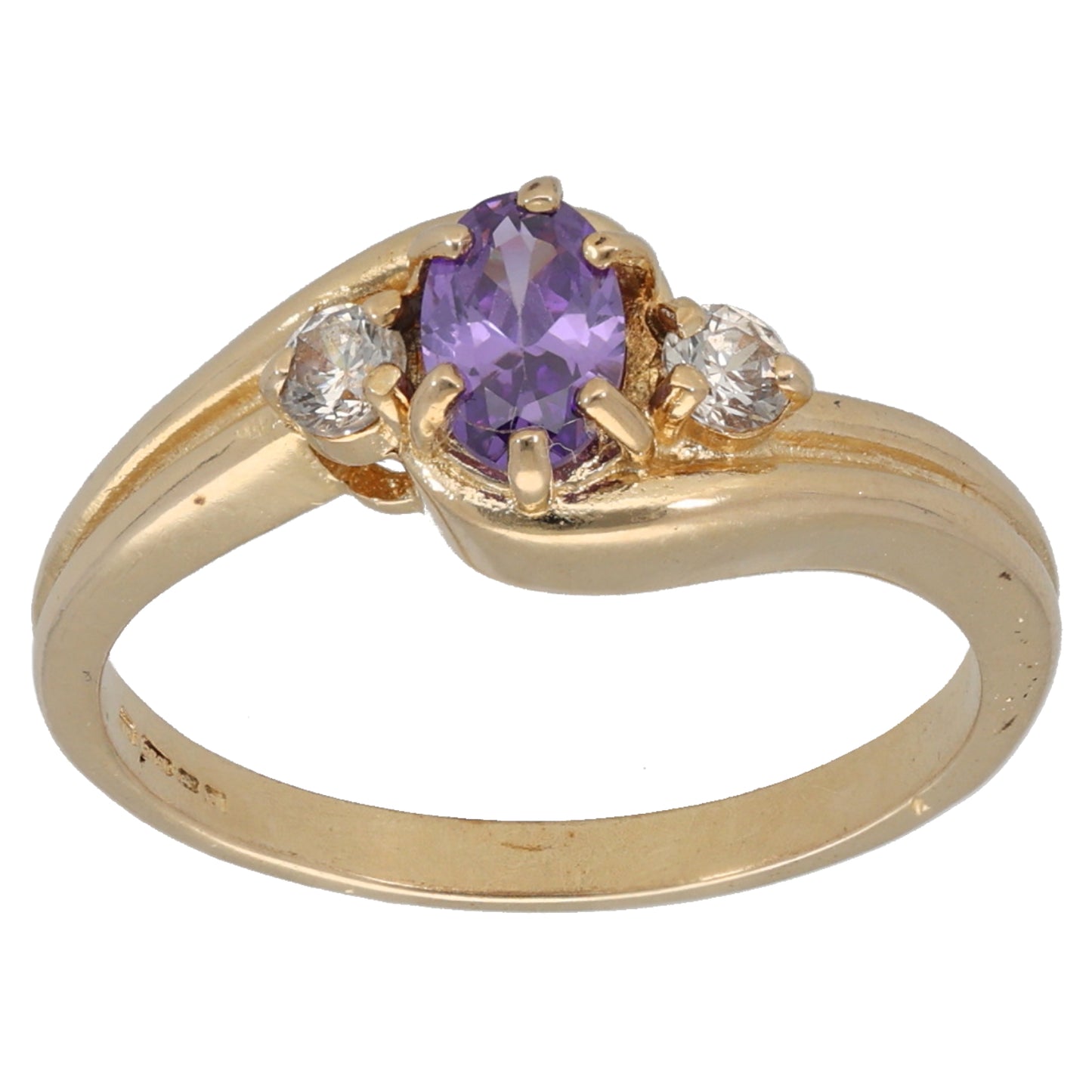 9ct Gold Cubic Zirconia Trilogy Ring Size P