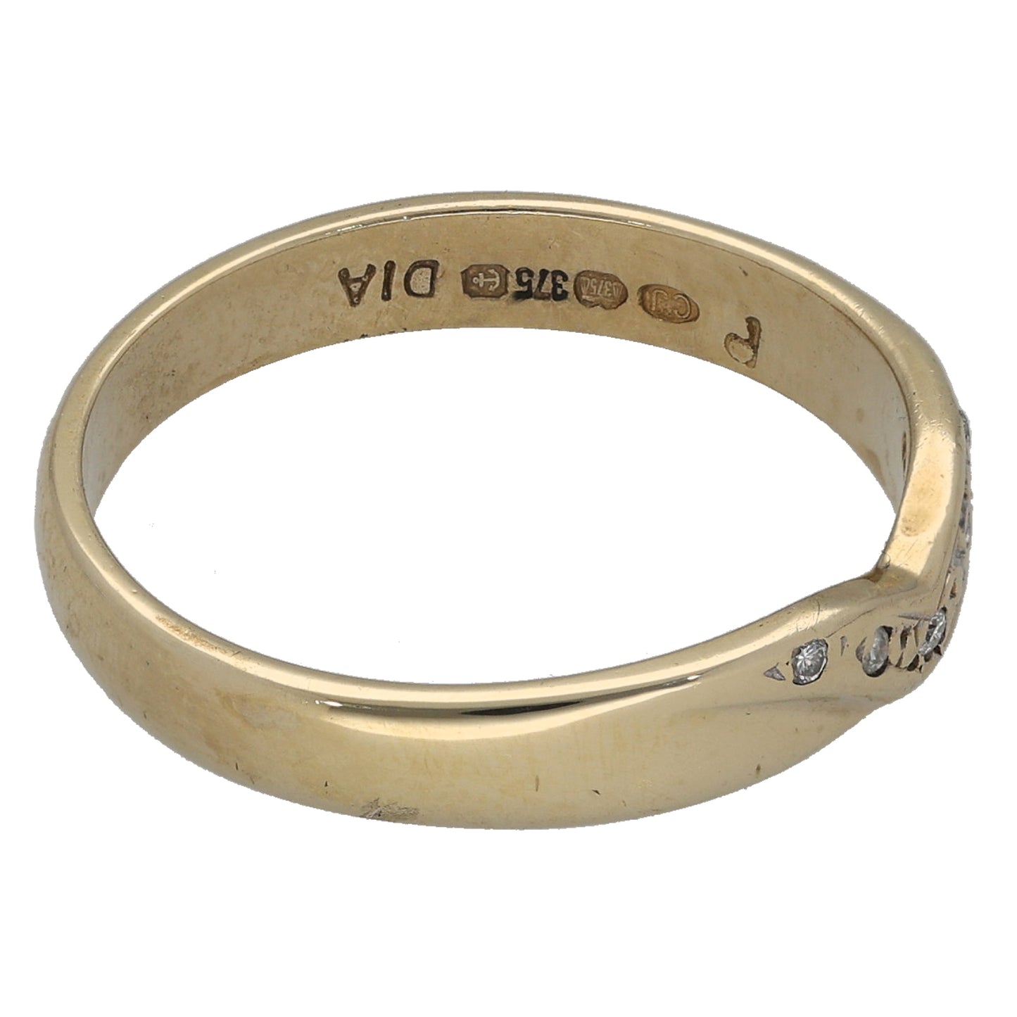 9ct Gold 0.05ct Diamond Wishbone Ring Size P