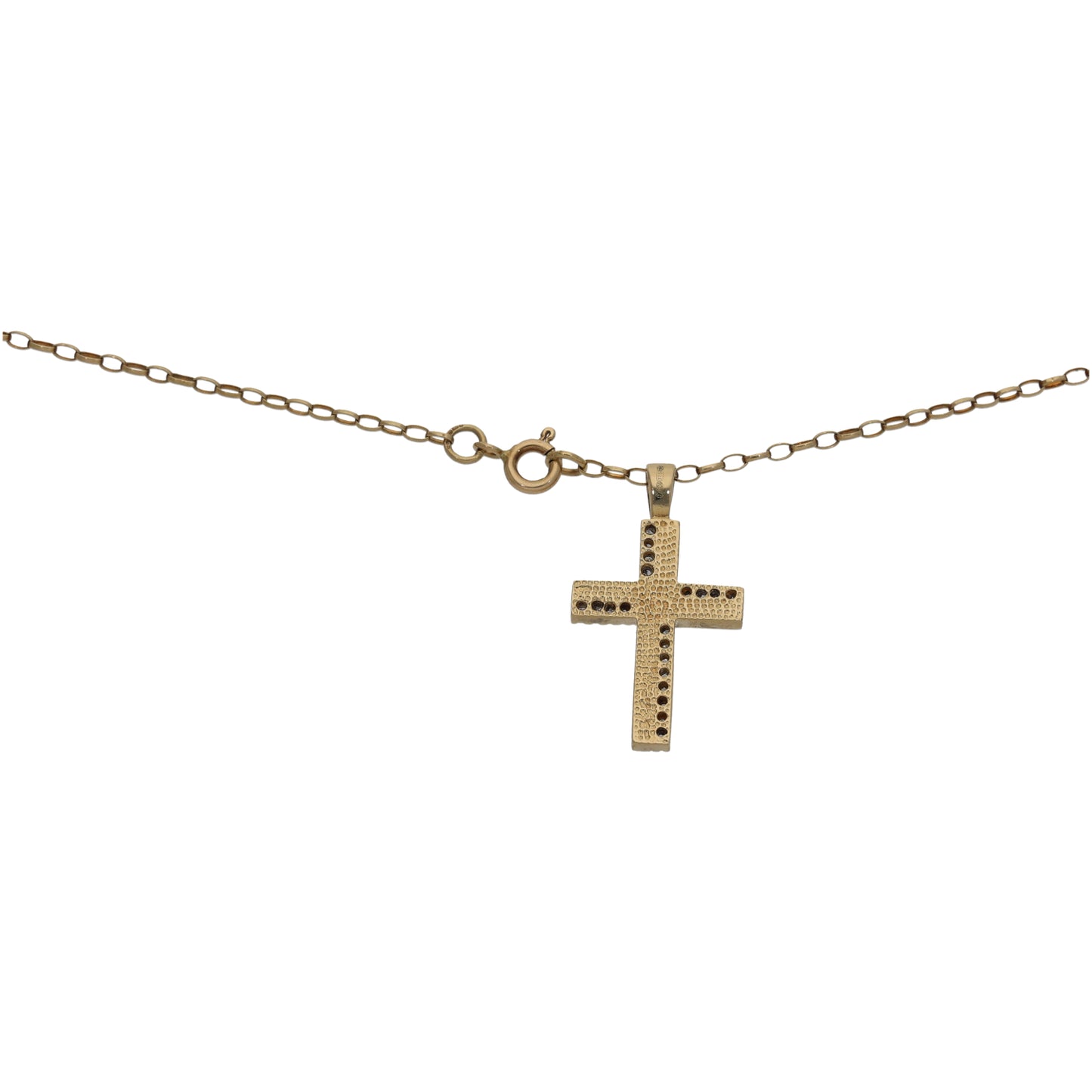9ct Gold 0.20ct Diamond Cross Pendant With Chain
