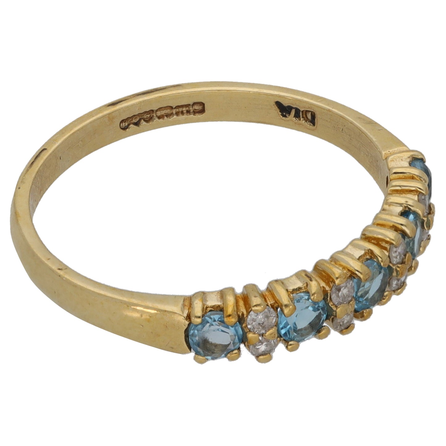 9ct Gold Topaz & 0.04ct Diamond Half Eternity Ring Size L
