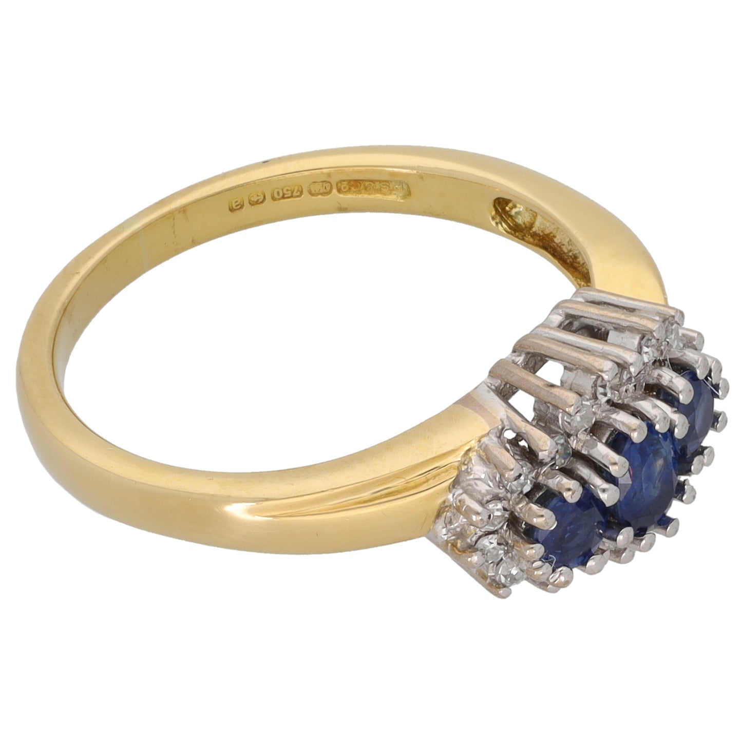 18ct Gold Sapphire & 0.09ct Diamond Dress/Cocktail Ring Size N