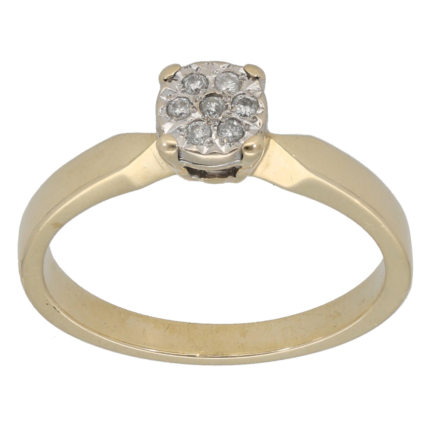 9ct Gold 0.07ct Diamond Cluster Ring Size L