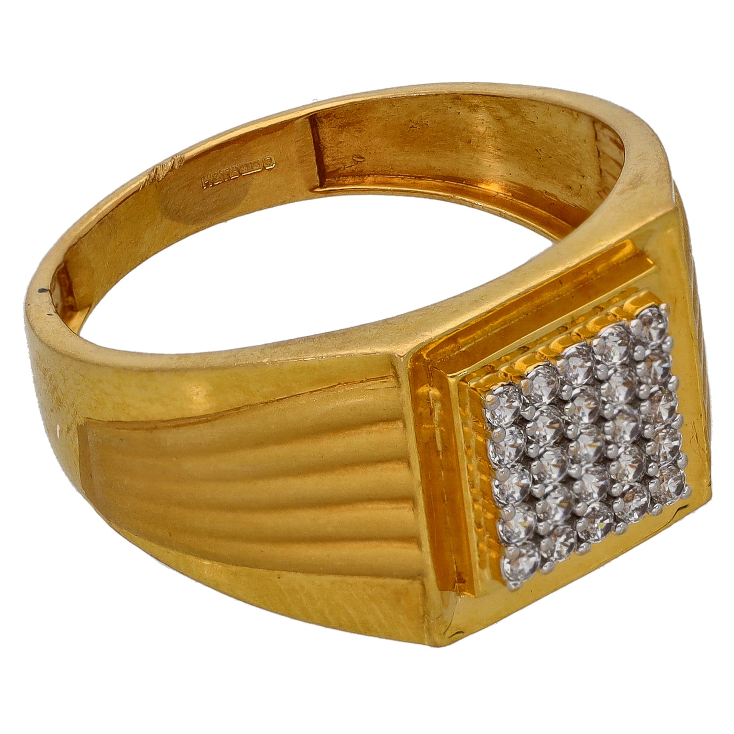 22ct Gold Cubic Zirconia Plain Signet Ring Size U