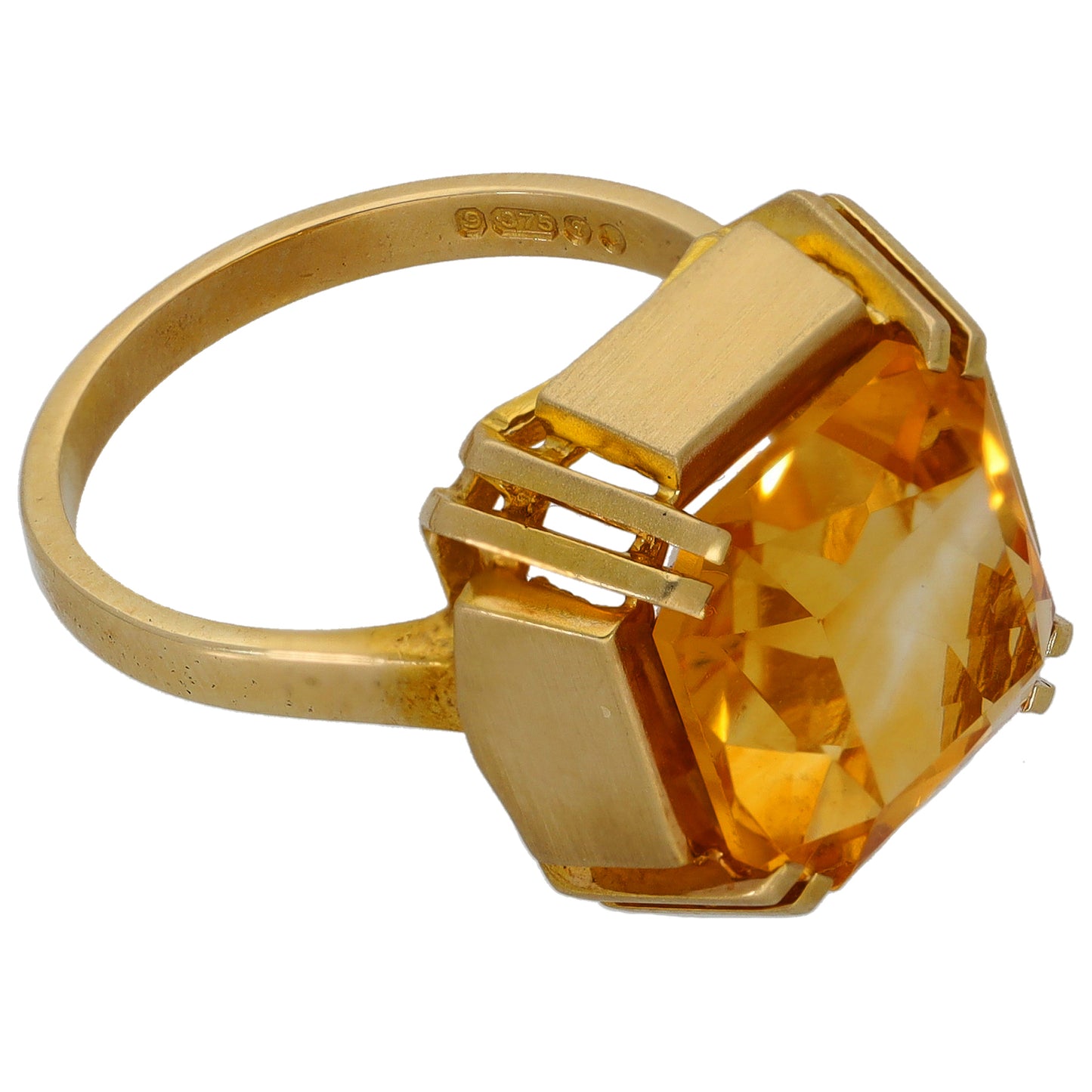 9ct Gold Citrine Single Stone Ring Size Q