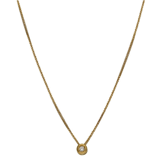 18ct Gold 0.10ct Diamond Solitaire Pendant With Chain