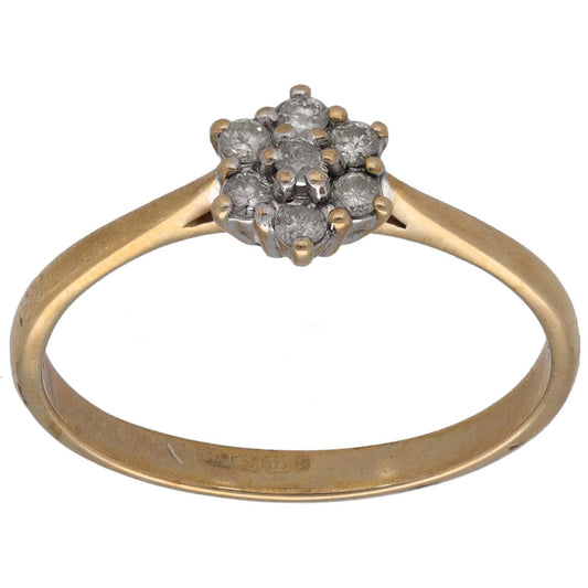 9ct Gold 0.21ct Diamond Cluster Ring Size T