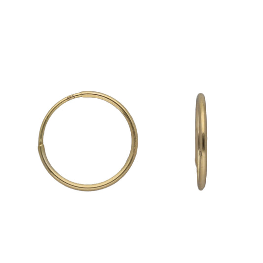 New 9ct Gold Plain Hoop Earrings