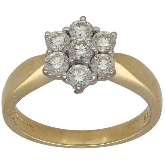 18ct Gold 0.75ct Diamond Cluster Ring Size M