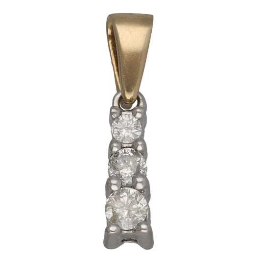 9ct Gold 0.25ct Diamond Three Stone Pendant
