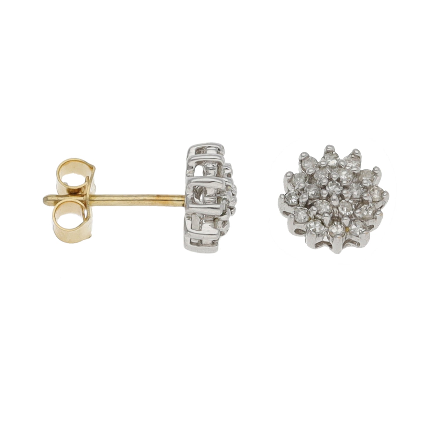 9ct Gold 0.19ct Diamond Cluster Earrings