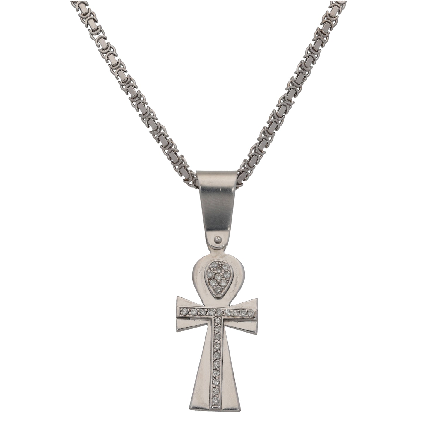 9ct White Gold 0.56ct Diamond Cross Pendant With Chain