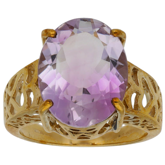 9ct Gold Amethyst Single Stone Ring Size N