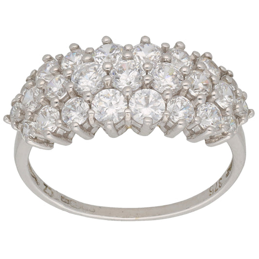 9ct White Gold Cubic Zirconia Dress/Cocktail Ring Size N