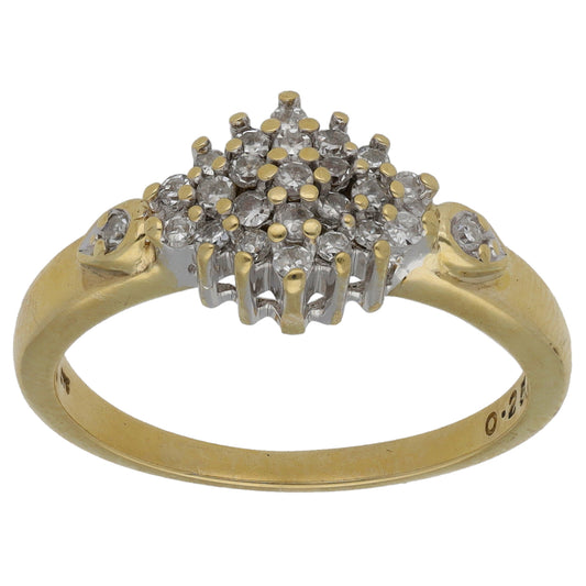 9ct Gold 0.25ct Diamond Cluster Ring Size N